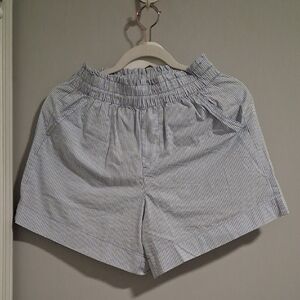 Aerie High Waist Blue Pinstripe Shorts